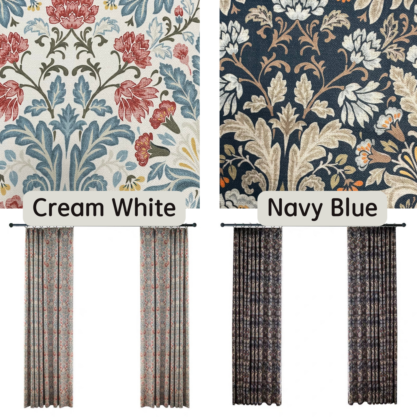 Custom Faux Roman Shades Bohemian Blossom