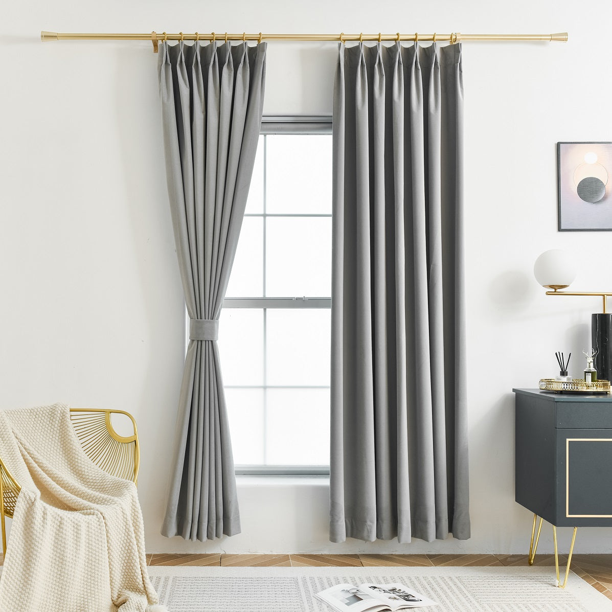 100% Total Blackout Curtain Velvet Textured, Customize Size/Head, 1 Panel