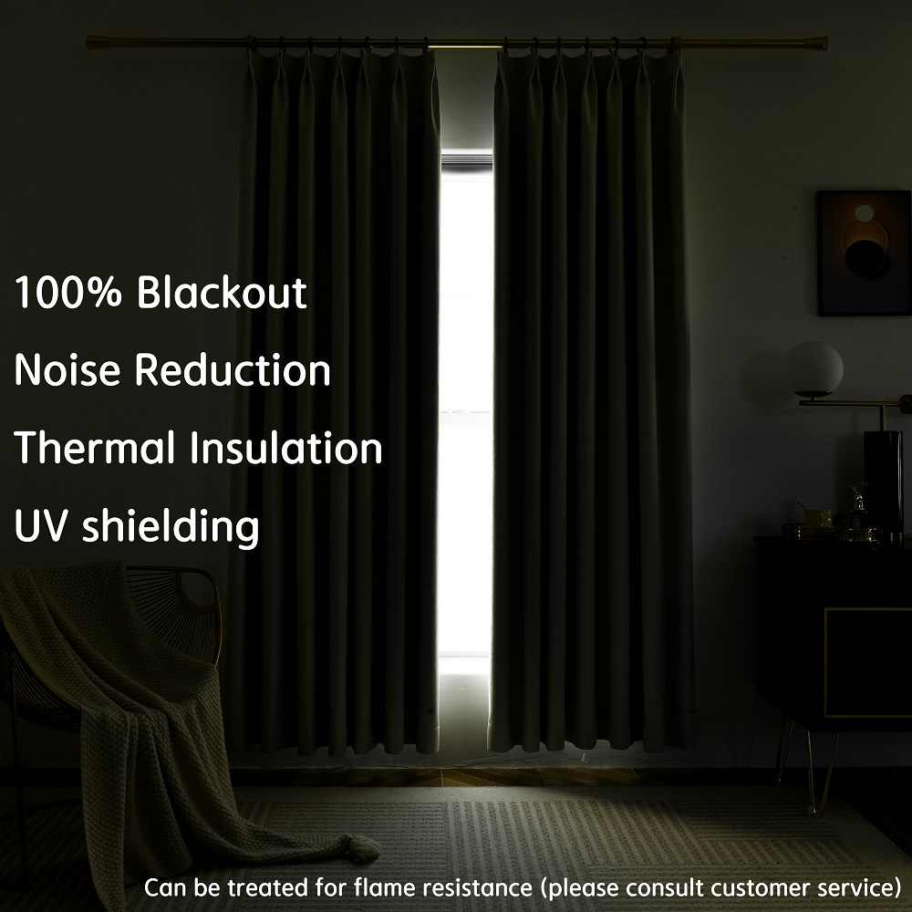 100% Total Blackout Curtain Chenille Textured, Customize Size/Head, 1 Panel