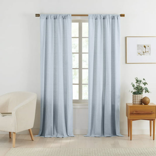 Cotton Window Curtain Pair in Blue 48x84 Inches