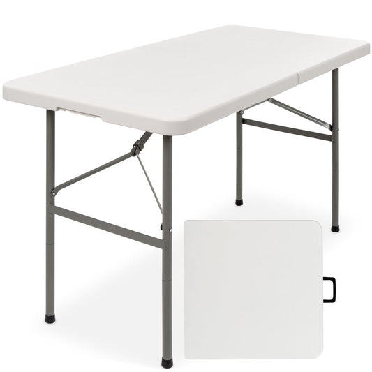Best Choice Products 4Ft Plastic Folding Table, Indoor Outdoor Heavy Duty Portable W/ Handle, Lock for Picnic, Camping