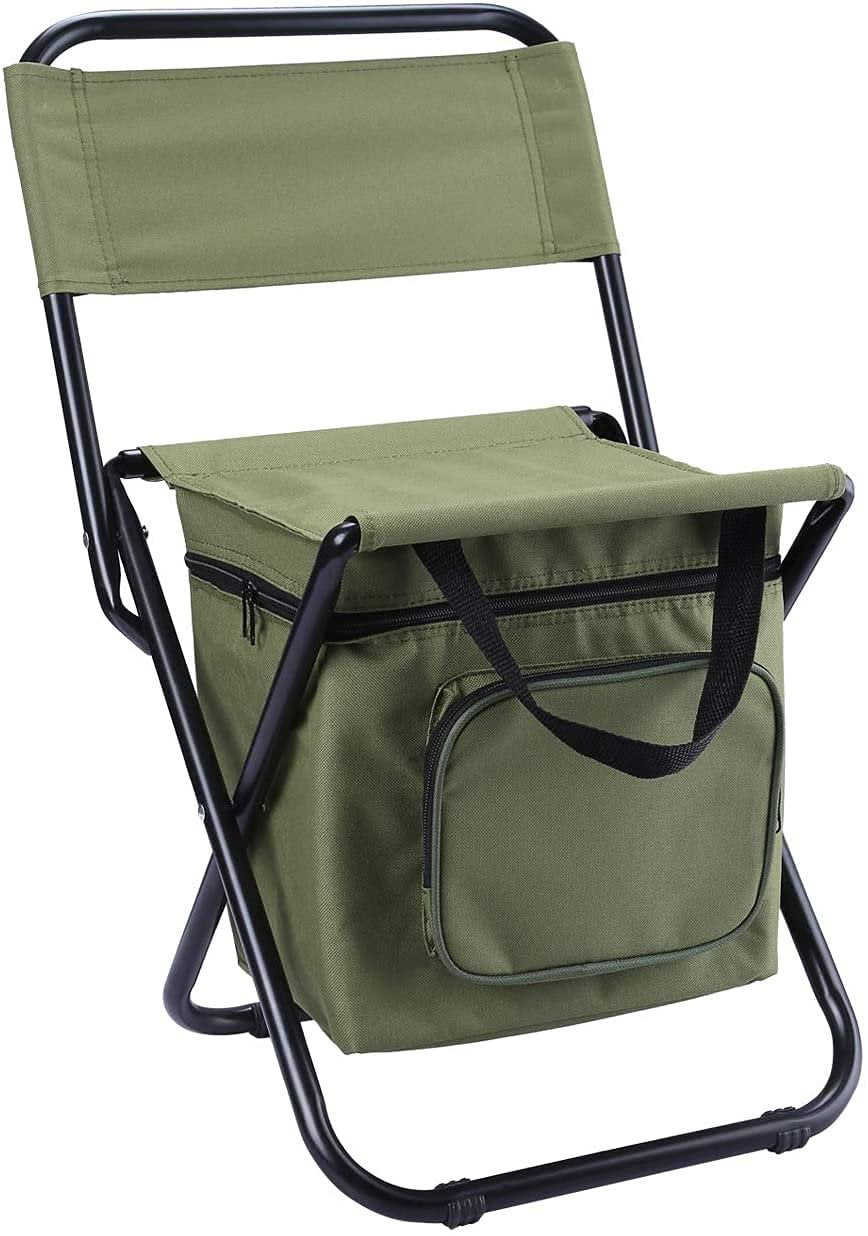 Fishing Chair with Cooler Bag Compact Fishing Stool Foldable Camping Chair