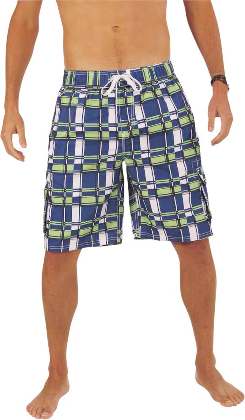 NORTY Mens Quick Dry Cargo Swim Trunks Adult Male Board Shorts Black Lime L