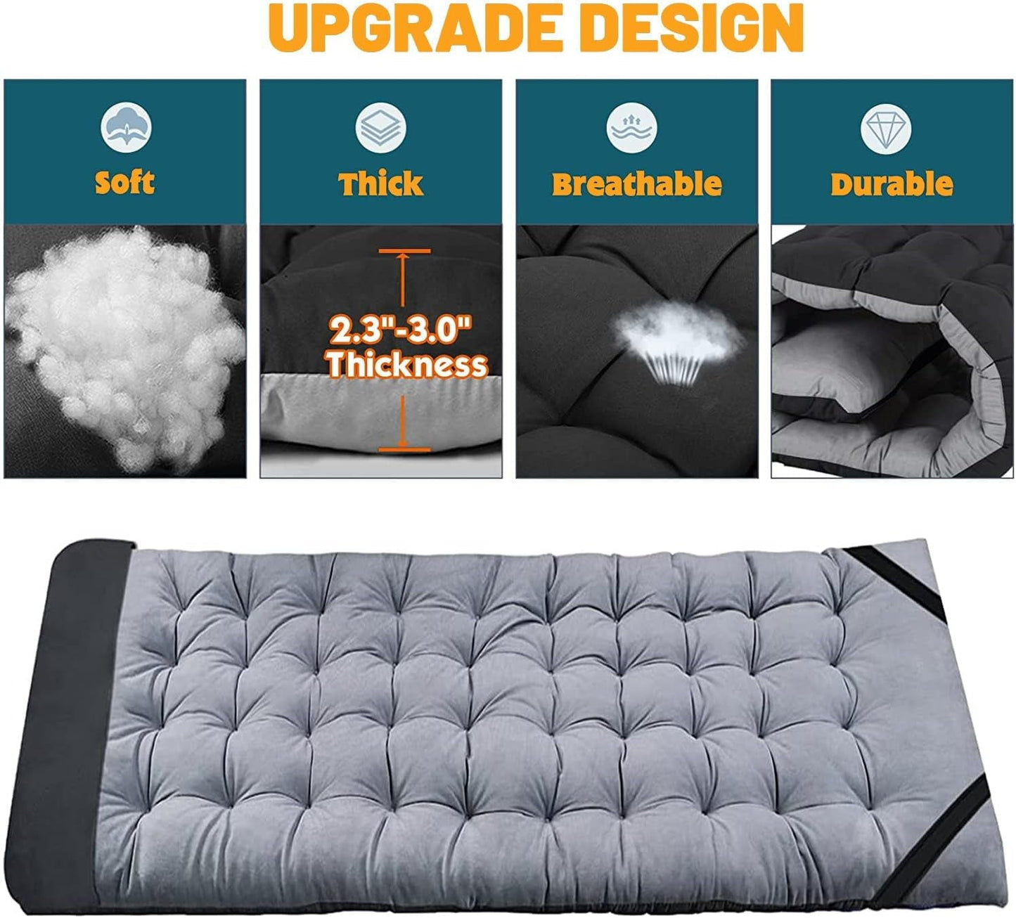 Slsy 2 Packs Oversized XXL Folding Camping Cot with 2-Sided Mattress, 32'' Wide XXL Portable Folding Cots for Adults, Folding Cot Bed for Sleeping, Supports 900 lbs