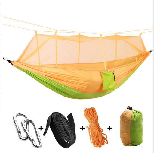 Outdoor Parachute Cloth Hammock Couble with Mosquito Net Light Portable Army Green Insect-proof Camping Aerial Tent - Blue Force Sports