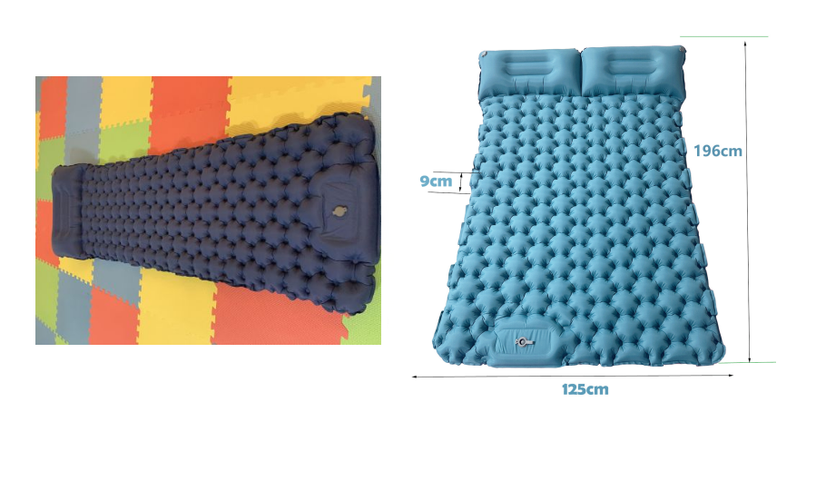 Outdoor Camping Travel Portable Inflatable Cushion Built-in Foot Inflatable - Blue Force Sports