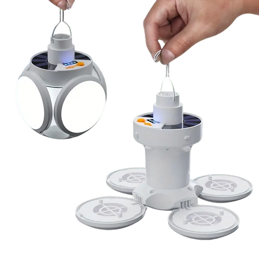 NNETM Solar Folding Light with Power Display - Portable USB Rechargeable LED Bulb