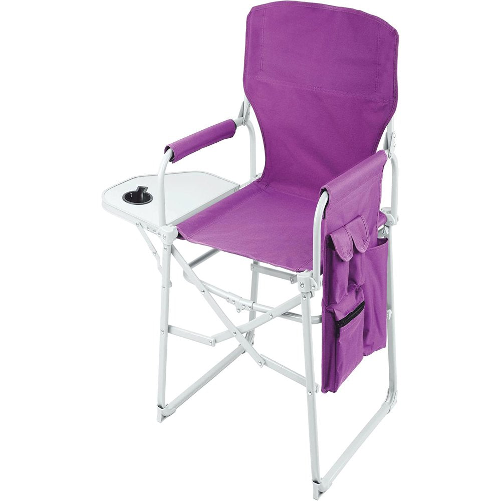 Ubon Steel Frame Portable Director'S Chair Ultra Wide & Lightweight Seat with Collapsible Side Table & Pockets Foldable Equipment for Camping Beach Travel Sports Games 300Lb Capacity - Black