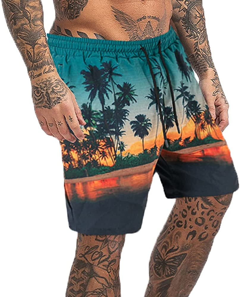 GINGTTO Men'S Quick Dry Swim Shorts Knee Stretch Slim Shorts with Pockets