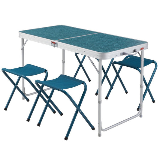 Decathlon Quechua, Camping Folding Table, 4 Chairs, Blue