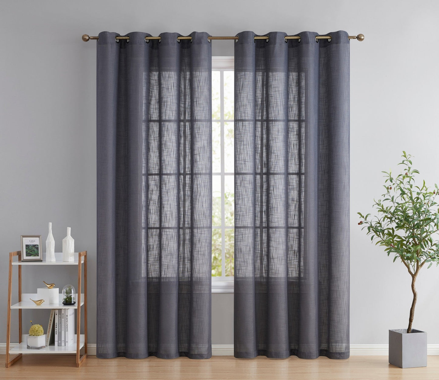 Abbey Faux Linen Grommet Curtain Panels