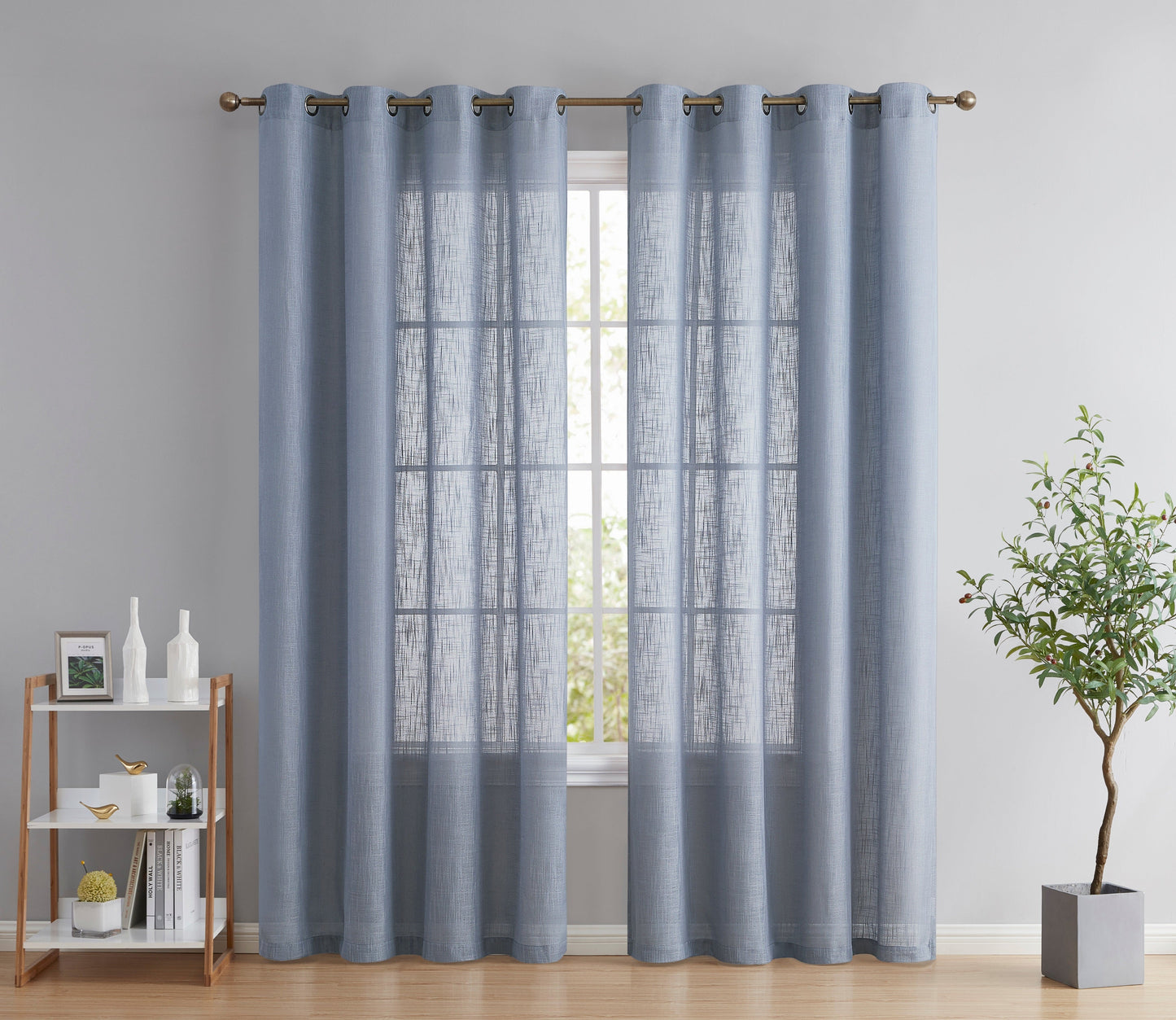 Abbey Faux Linen Grommet Curtain Panels