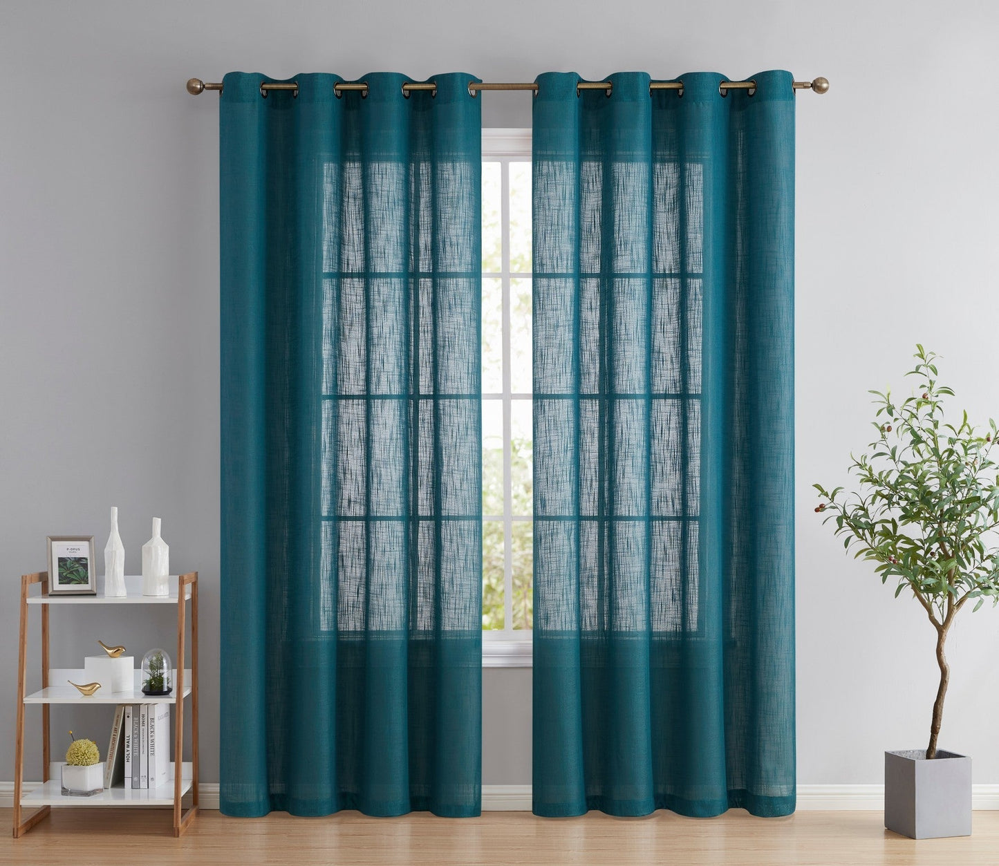 Abbey Faux Linen Grommet Curtain Panels