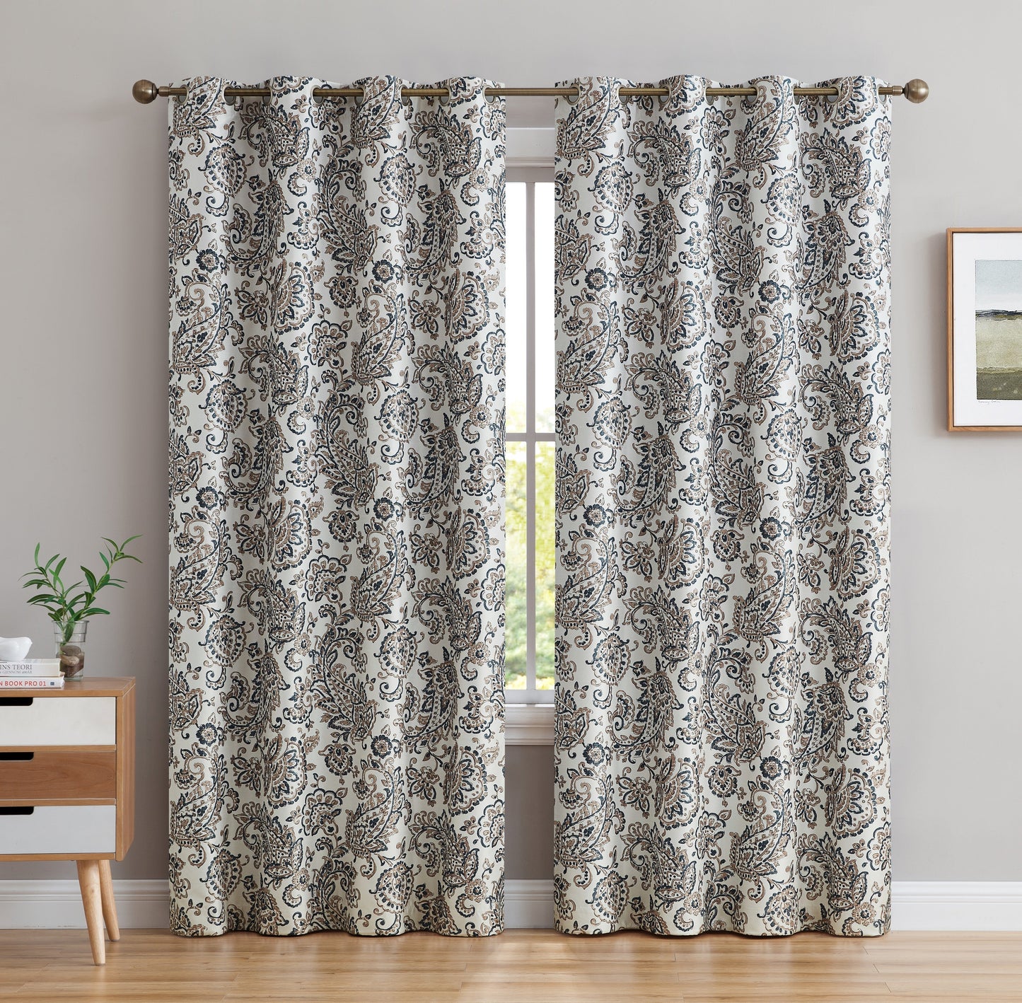 Amalfi Paisley 100% Blackout Grommet Curtain Panels