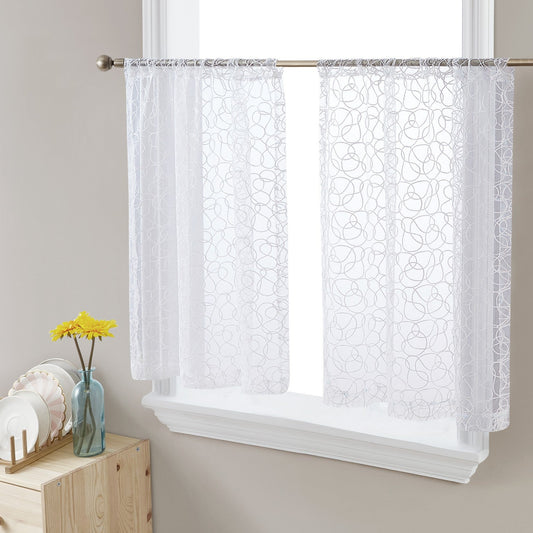 Audrey Embroidered Rod Pocket Curtain Tiers and Valances