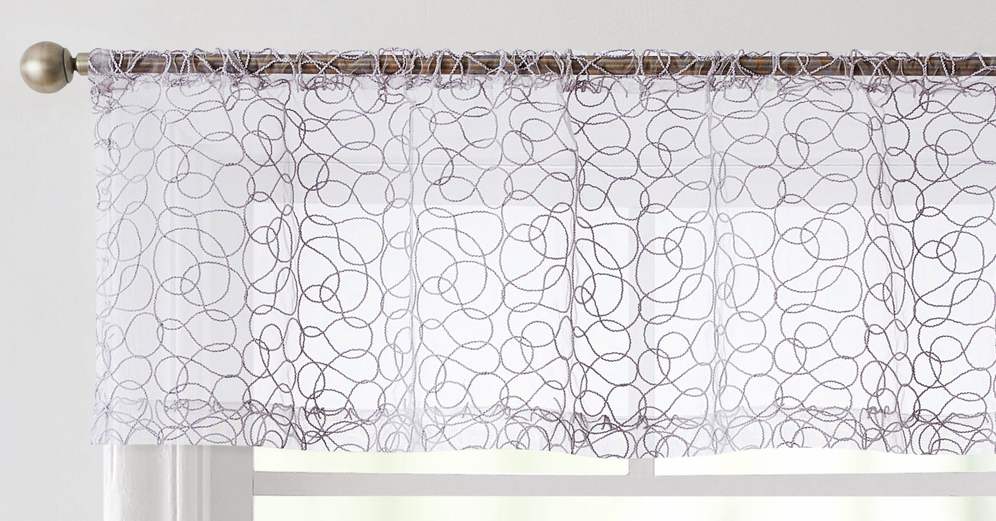 Audrey Embroidered Rod Pocket Curtain Tiers and Valances