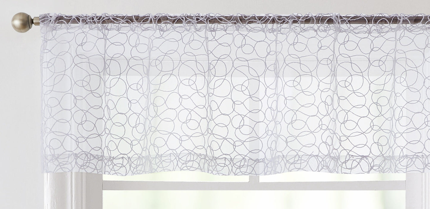 Audrey Embroidered Rod Pocket Curtain Tiers and Valances