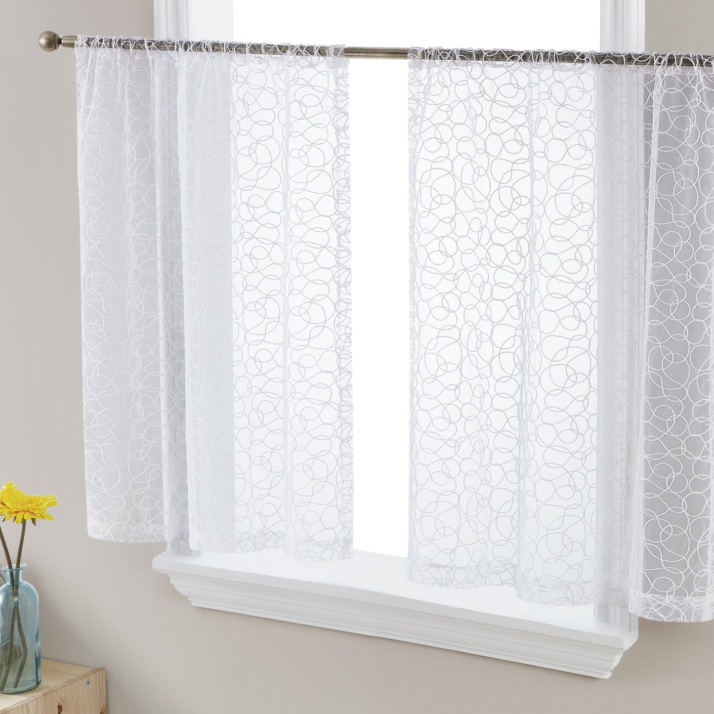 Audrey Embroidered Rod Pocket Curtain Tiers and Valances