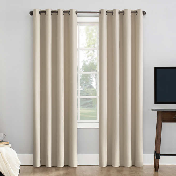 Sun Zero Pratt Tonal Texture Fleece Insulated 100% Blackout Window Curtains, 2-pack