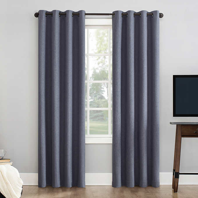 Sun Zero Pratt Tonal Texture Fleece Insulated 100% Blackout Window Curtains, 2-pack