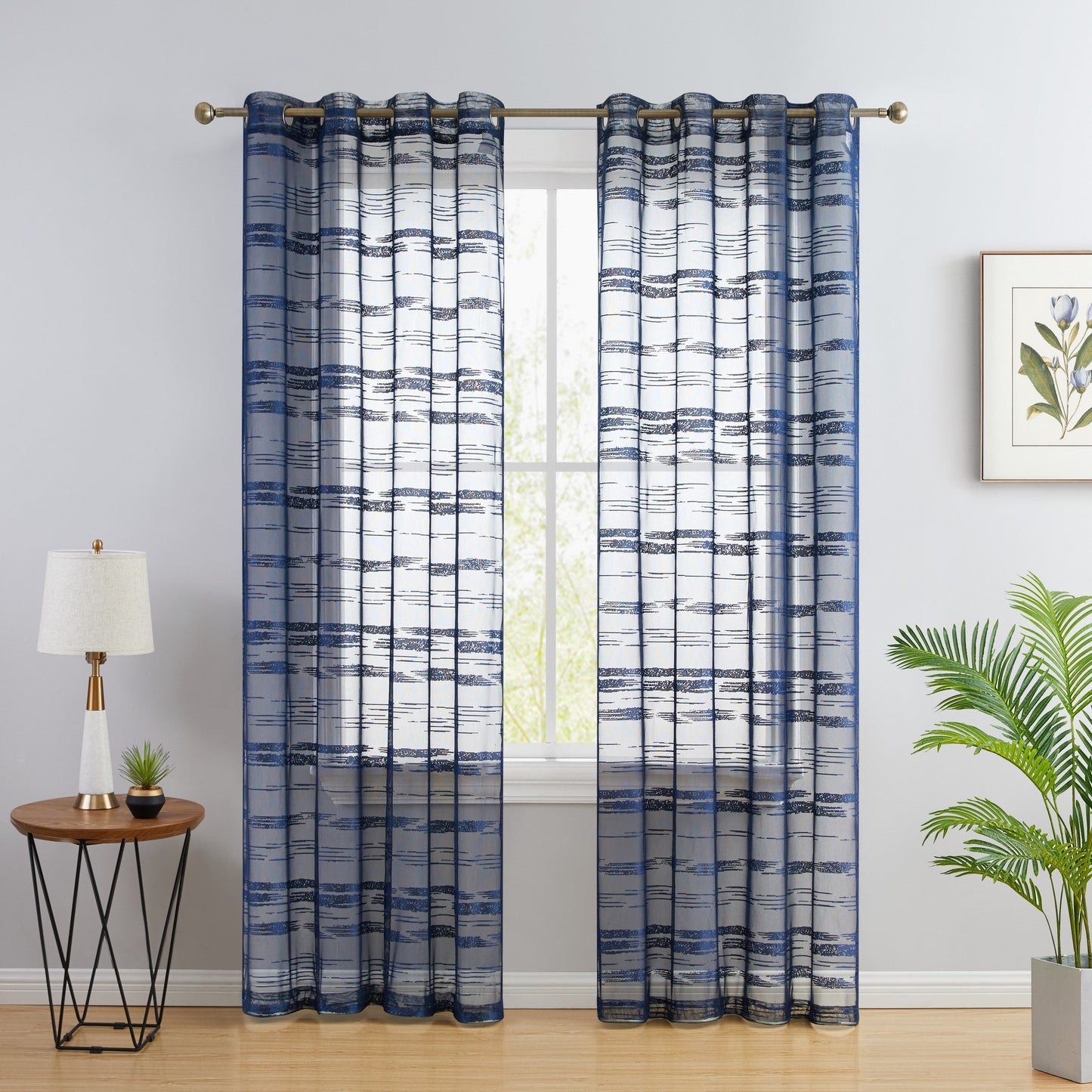 Broadway Stripe Sheer Grommet Curtain Panels
