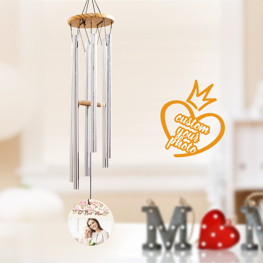 Mother's Day Wind Chimes Custom Photo Wind Chimes Gift for Best Mom
