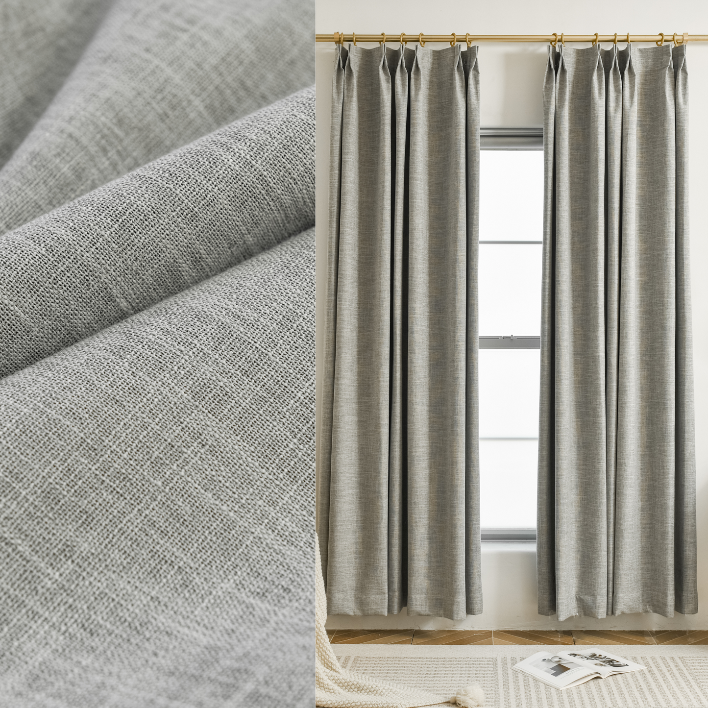 100% Total Blackout Curtain Scottish Linen Textured, Customize Size/Head, 1 Panel