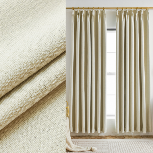 100% Total Blackout Curtain Chenille Textured, Customize Size/Head, 1 Panel