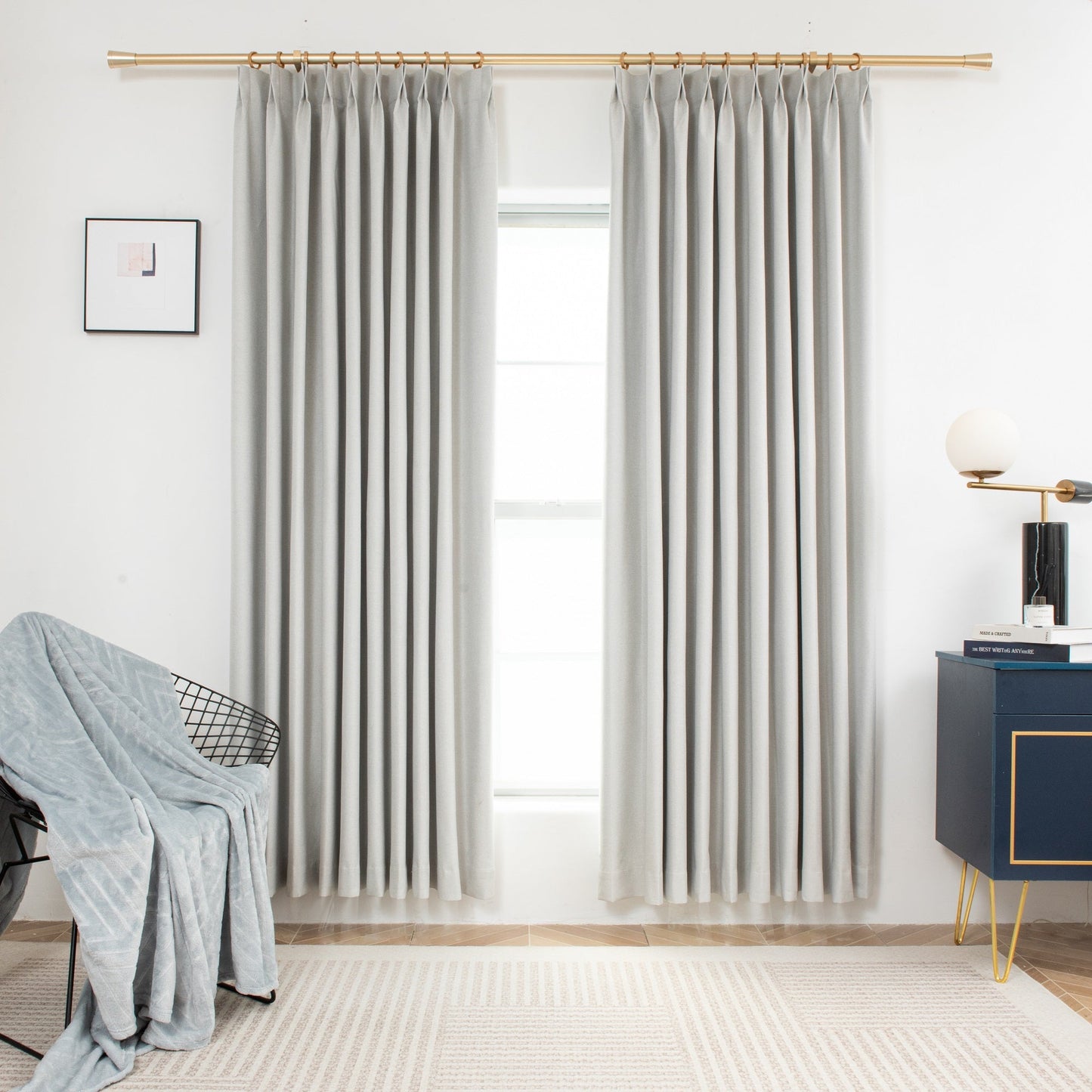 100% Total Blackout Curtain Premium linen Cream White Textured, Customize Size/Head, 1 Panel