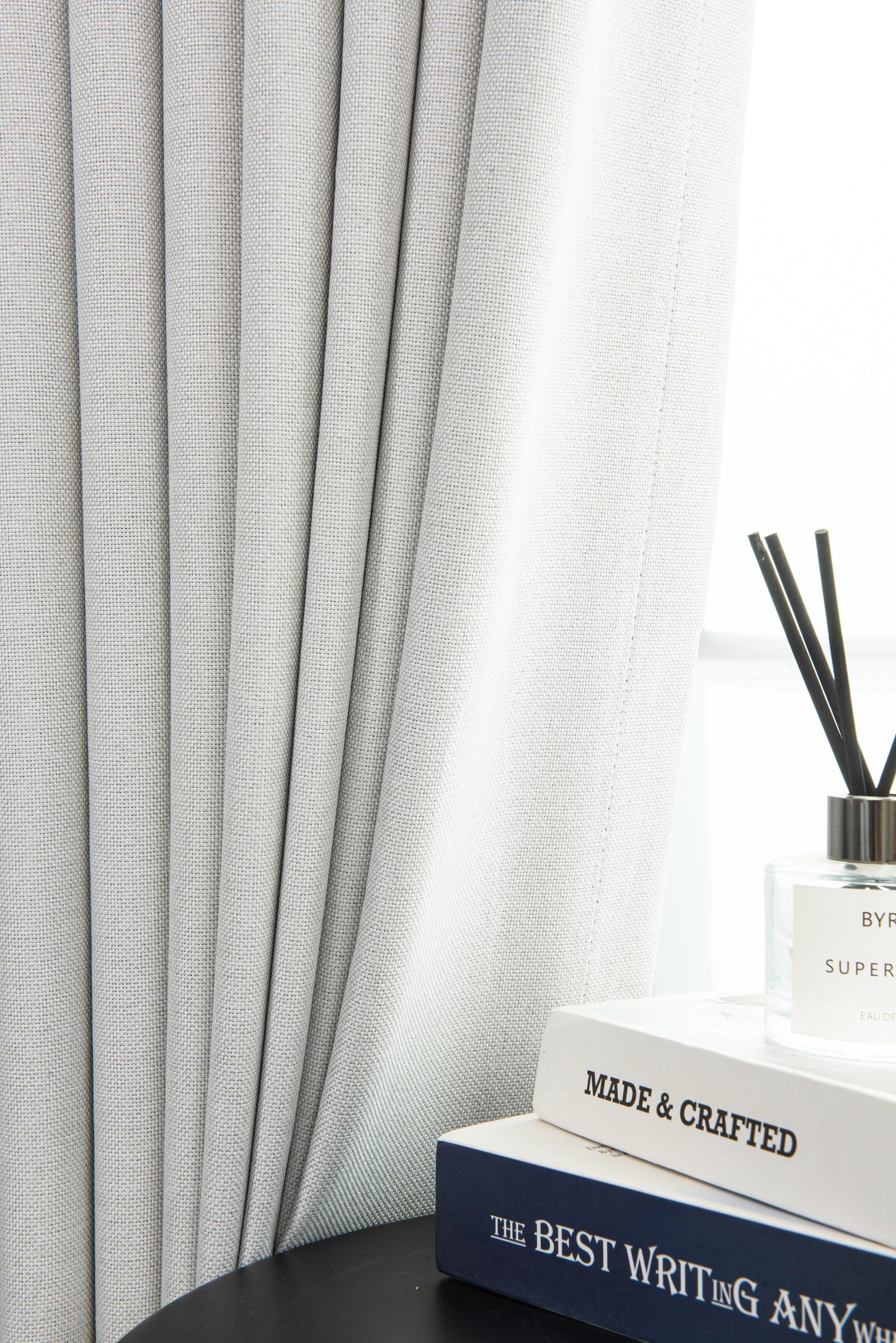 100% Total Blackout Curtain Premium linen Cream White Textured, Customize Size/Head, 1 Panel