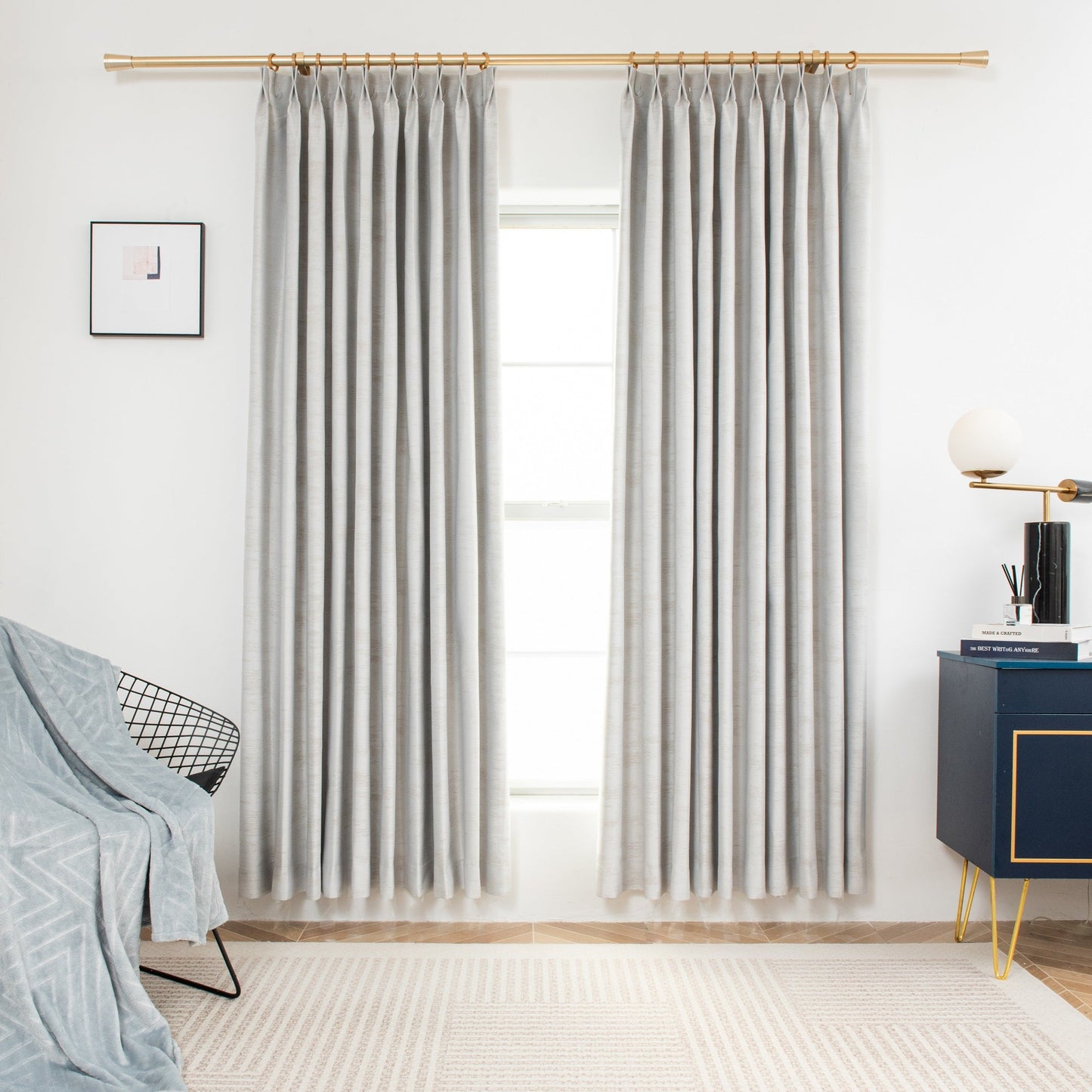 100% Total Blackout Curtain Shimmer Cloud Textured, Customize Size/Head, 1 Panel