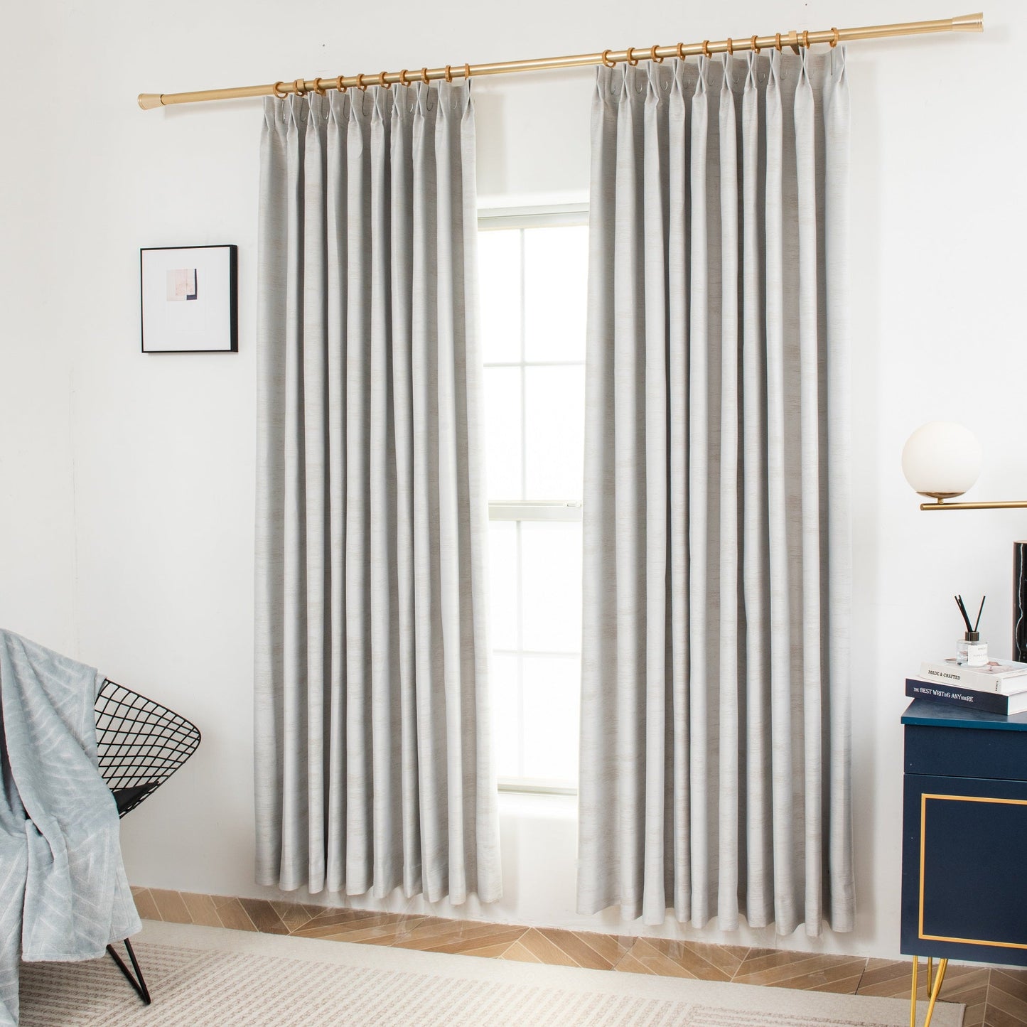 100% Total Blackout Curtain Shimmer Cloud Textured, Customize Size/Head, 1 Panel