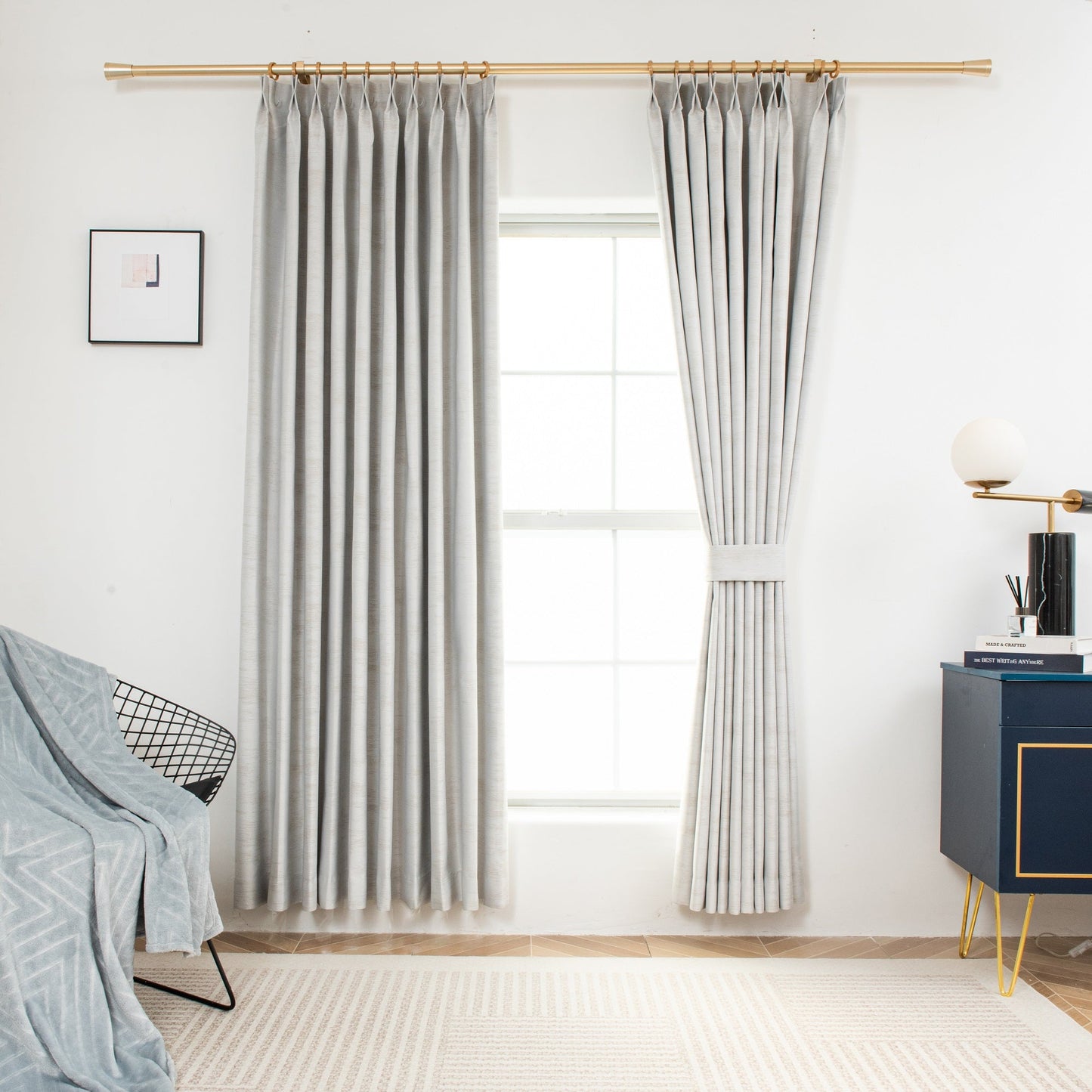 100% Total Blackout Curtain Shimmer Cloud Textured, Customize Size/Head, 1 Panel