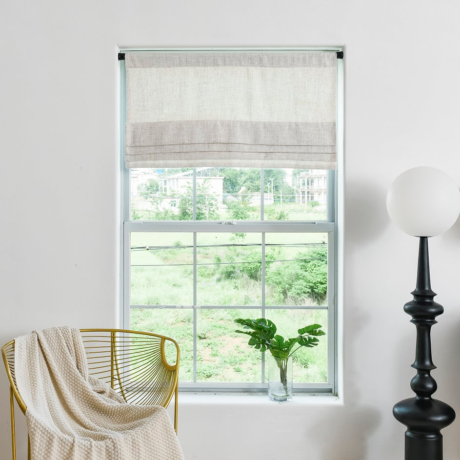 Custom Faux Roman Shades Linen Sheer Style