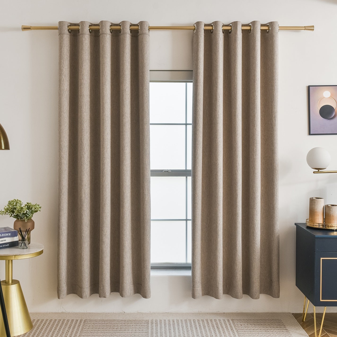Nature Weave Curtain 60% Blackout Curtain, Customize Size/Head, 1 Panel