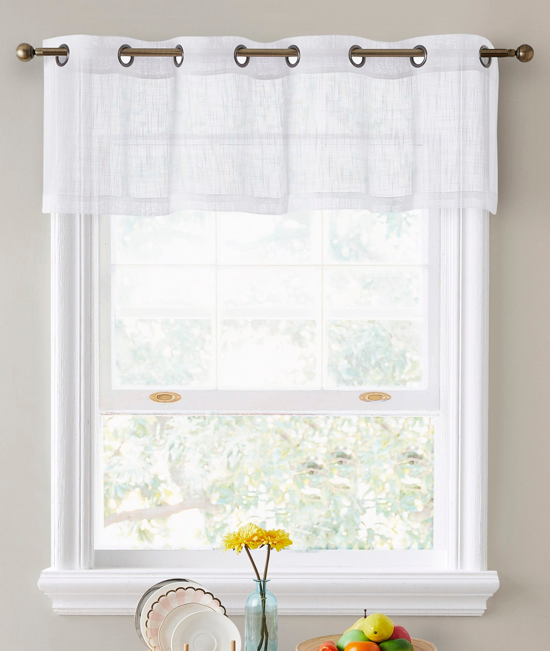 Abbey Faux Linen Grommet Cafe Tiers and Valances