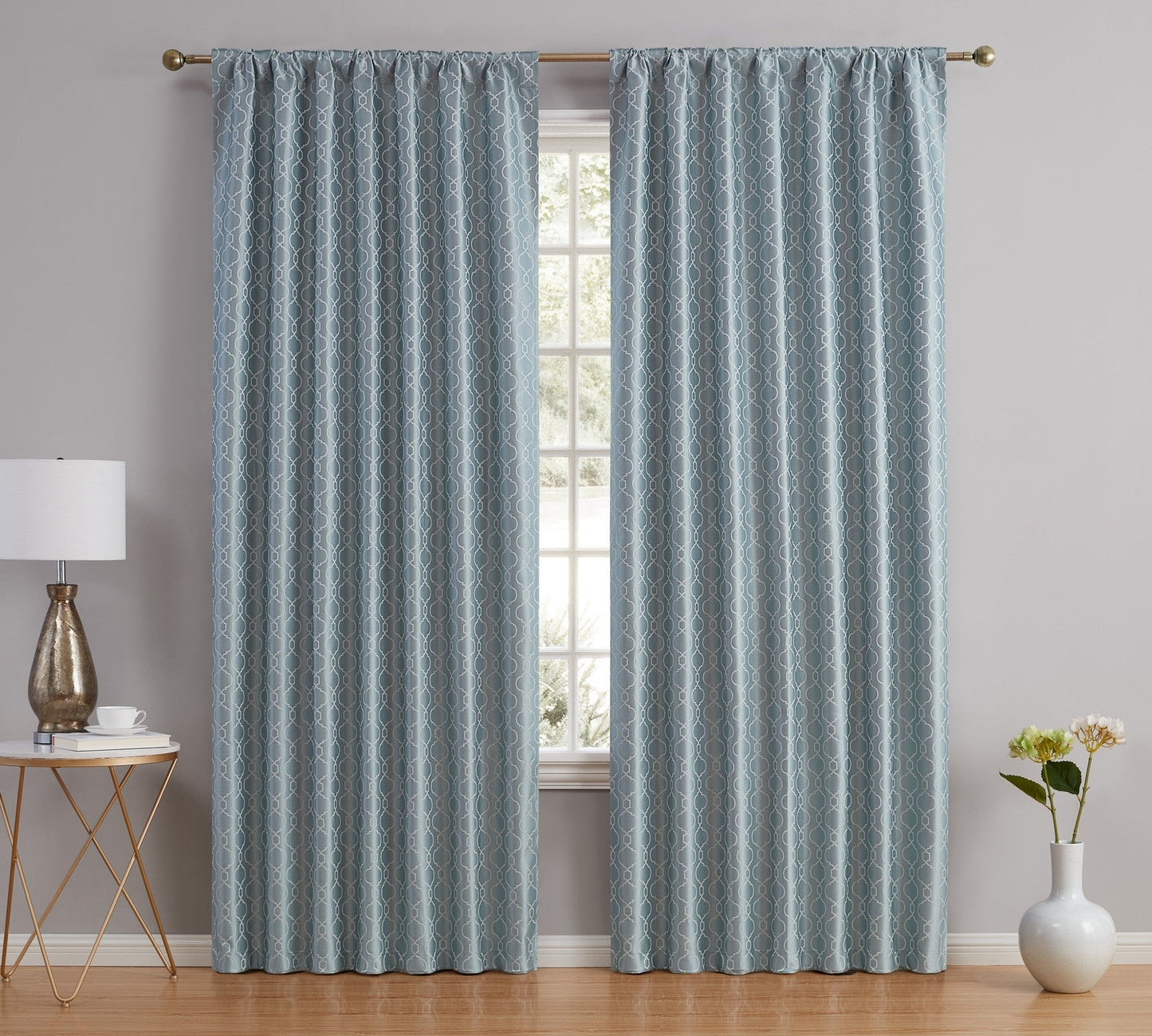 Franklin Moroccan Trellis 100% Blackout Back Tab Curtain Panels