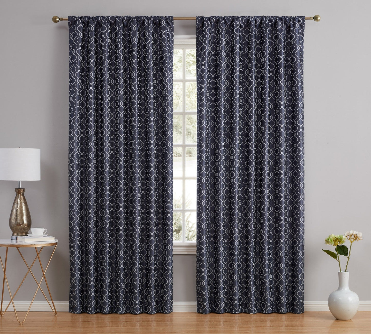 Franklin Moroccan Trellis 100% Blackout Back Tab Curtain Panels