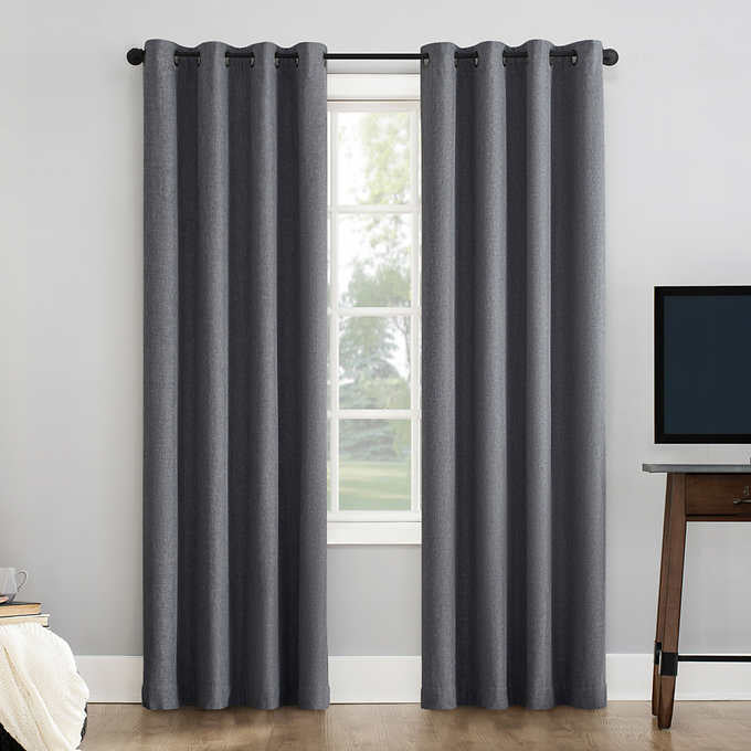 Sun Zero Pratt Tonal Texture Fleece Insulated 100% Blackout Window Curtains, 2-pack
