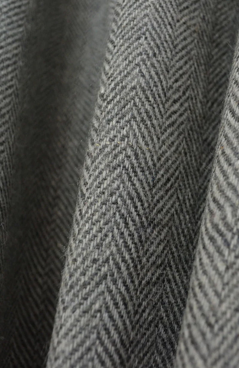 Gray Chevron Leather Tab Wool Curtain