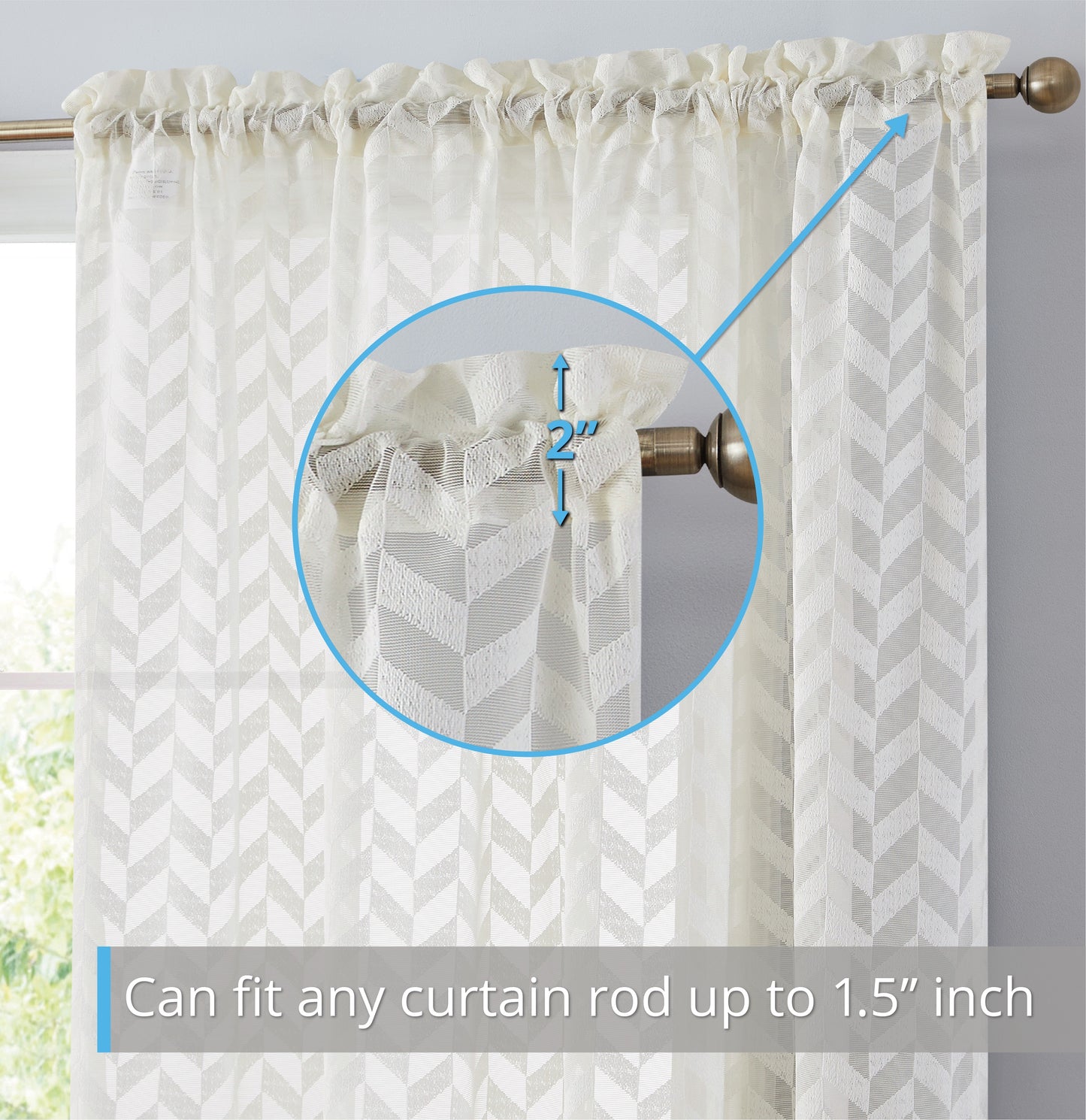 Herringbone Lace Sheer Rod Pocket Curtain Panels