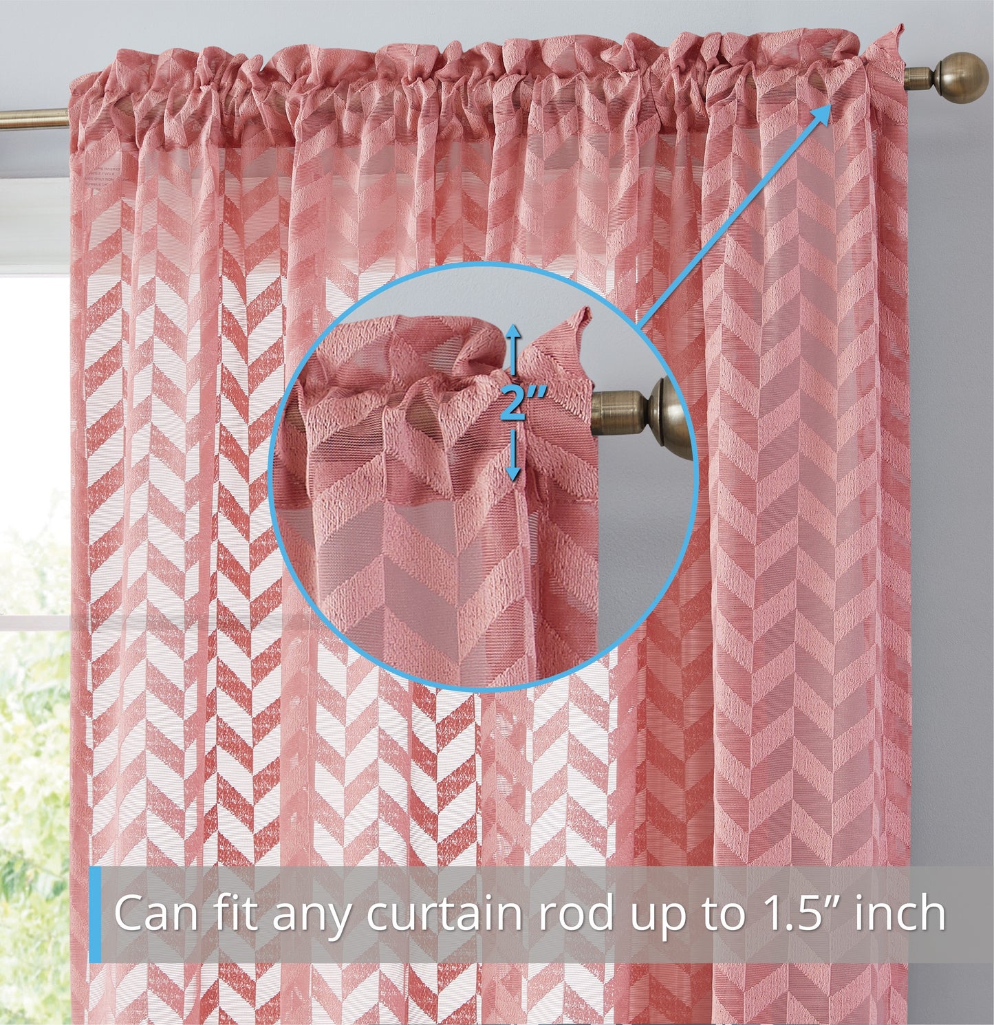 Herringbone Lace Sheer Rod Pocket Curtain Panels