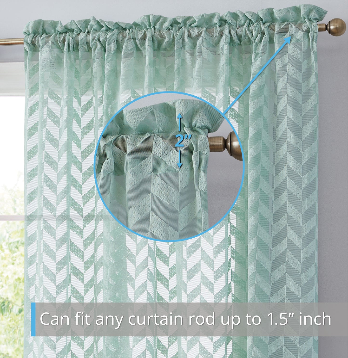 Herringbone Lace Sheer Rod Pocket Curtain Panels