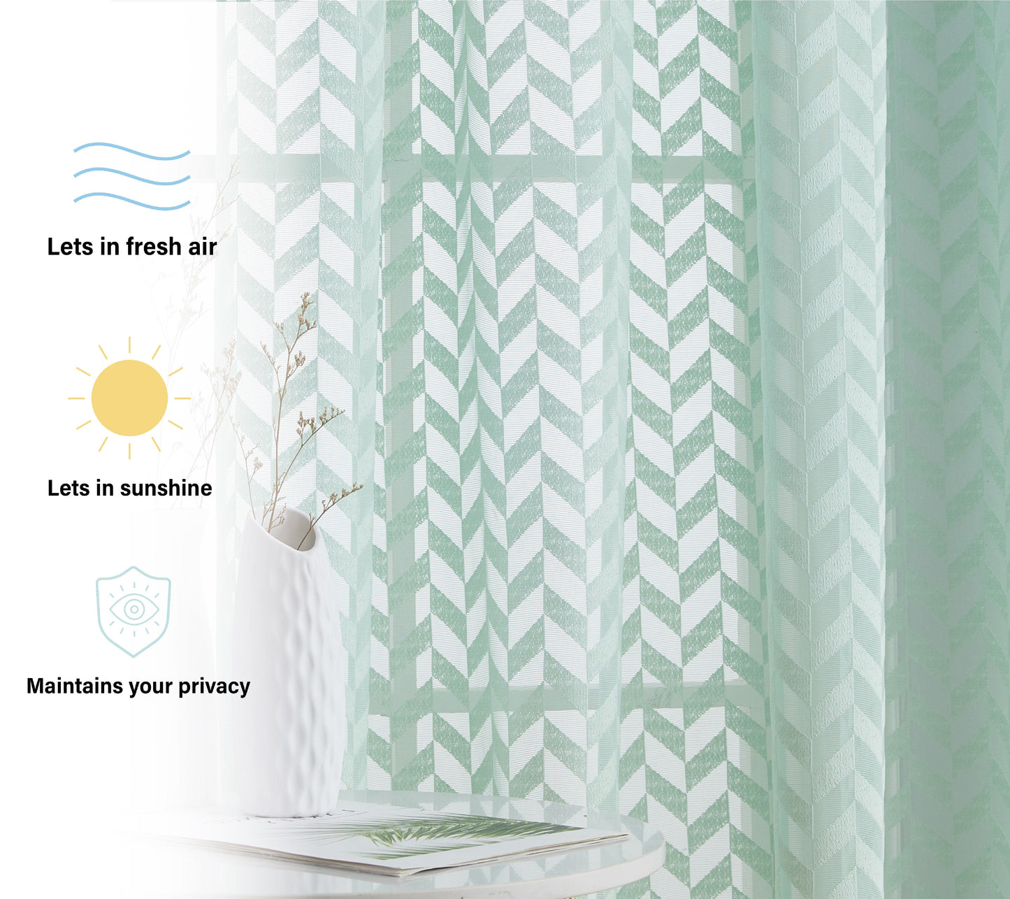 Herringbone Lace Sheer Rod Pocket Curtain Panels