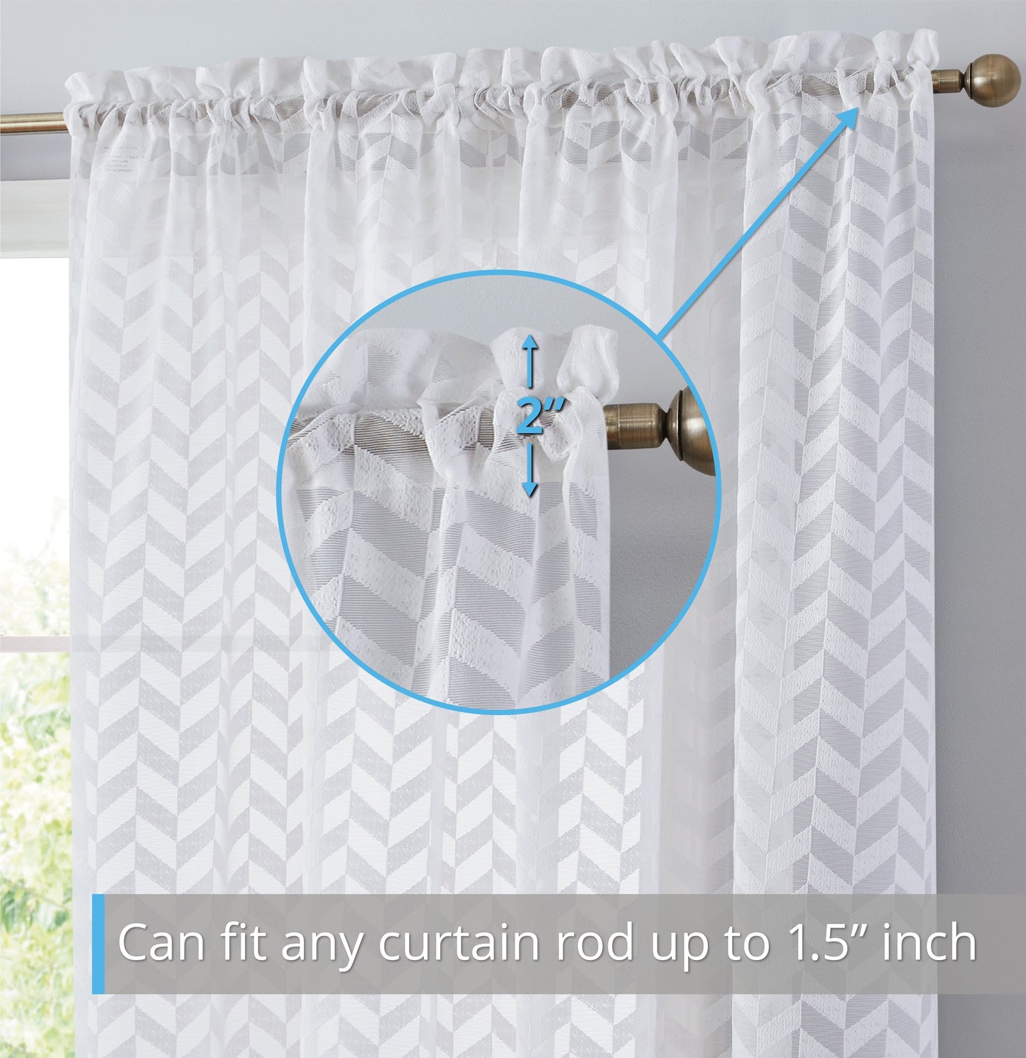 Herringbone Lace Sheer Rod Pocket Curtain Panels