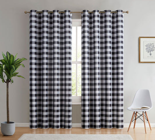 Hilltop Buffalo Check Textured Grommet Curtain Panels