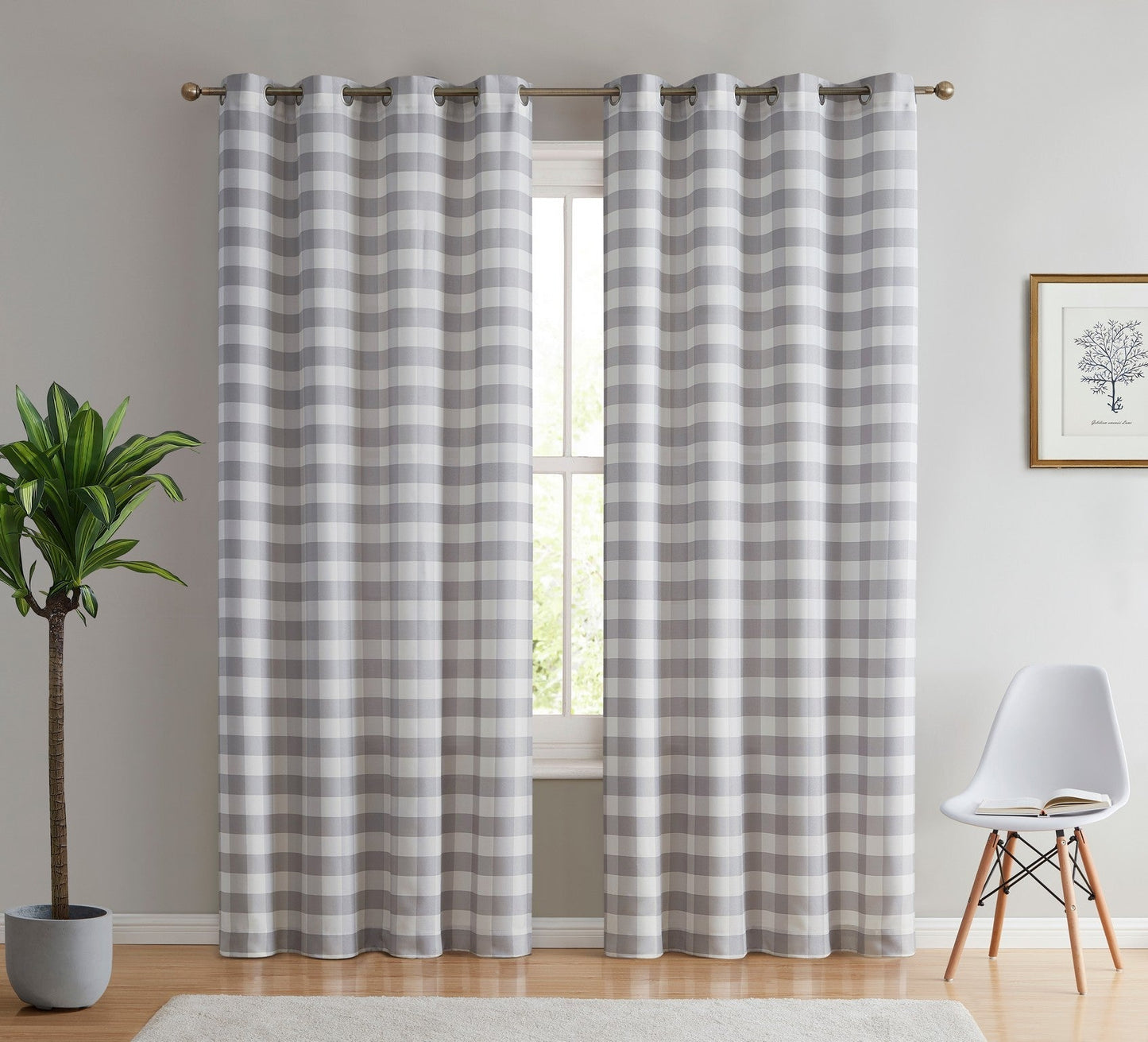 Hilltop Buffalo Check Textured Grommet Curtain Panels