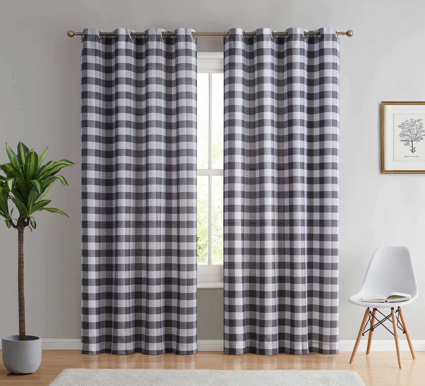Hilltop Buffalo Check Textured Grommet Curtain Panels
