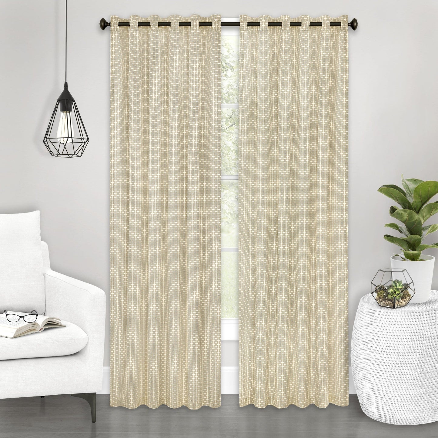 Window Curtain Panel - 42 Inch Width, 63 Inch Length, 2-inch Rod Pocket - Tan