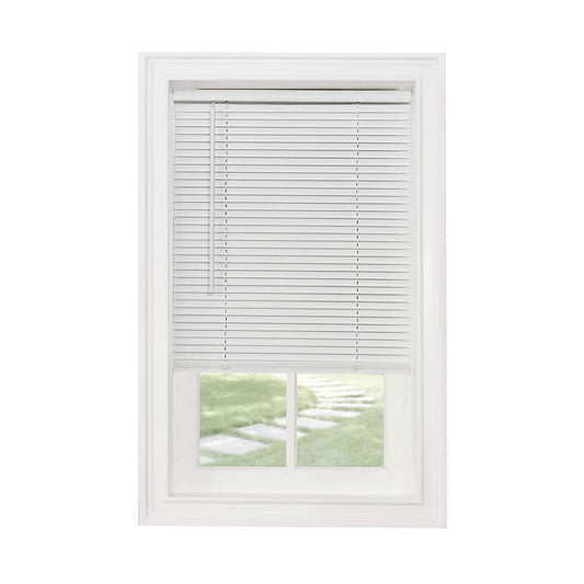 Cordless Light Filtering Mini Blind - 39 Inch Width, 64 Inch Length, 1" Slat Size - Pearl White